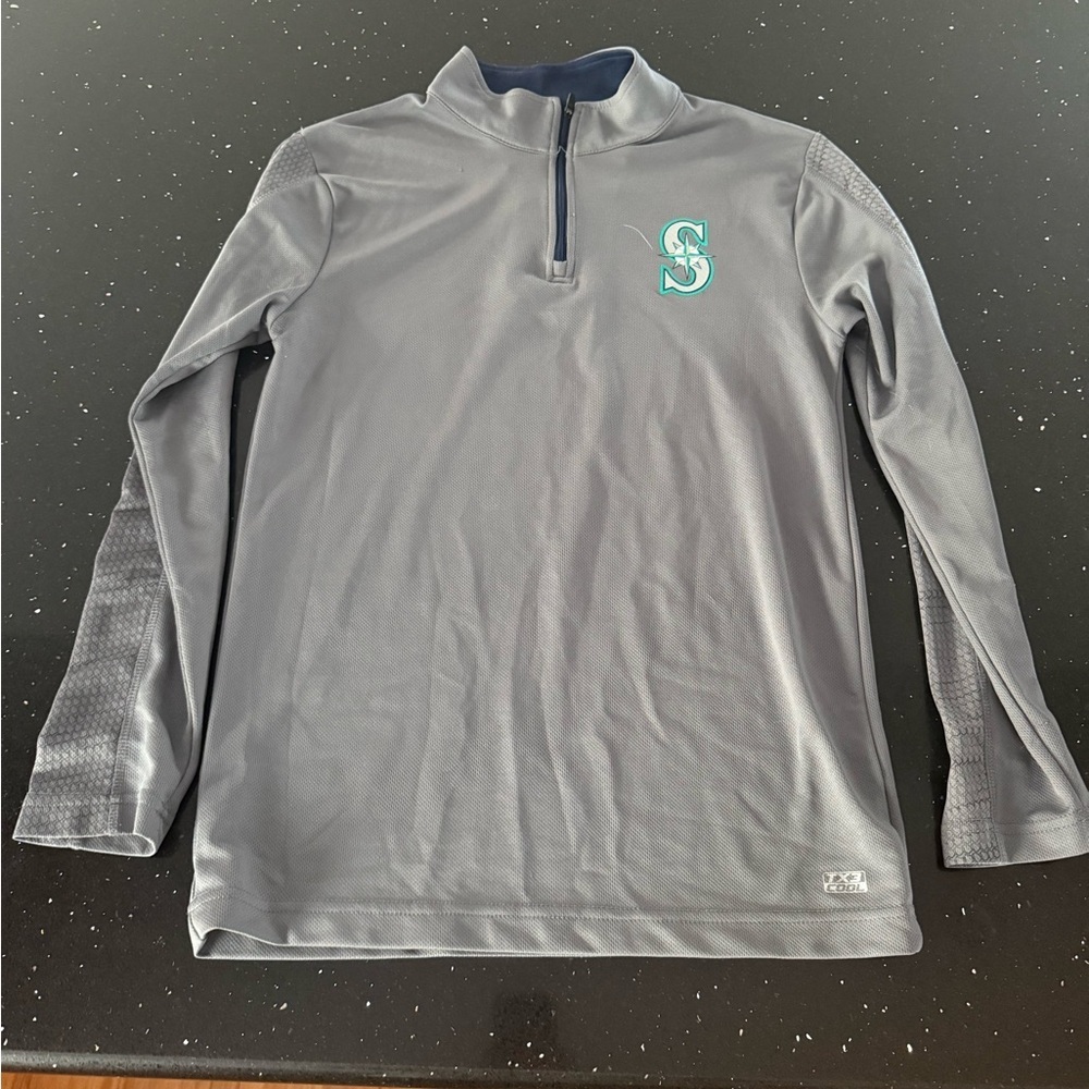 Gray Quarter-Zip Pullover MLB Seattle Mariners with Logo